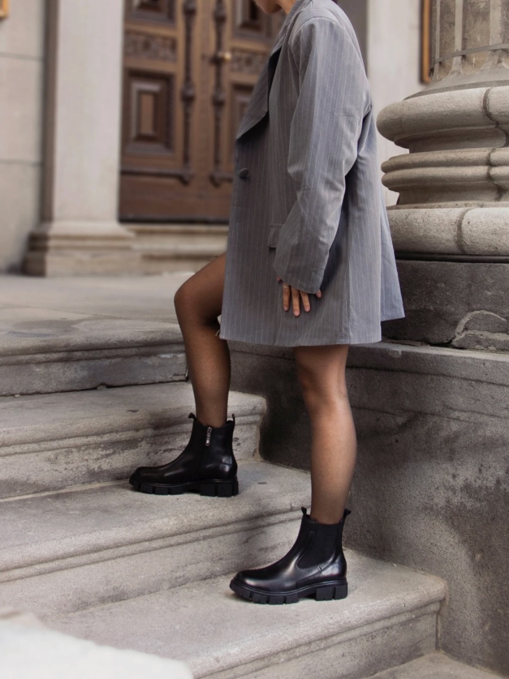 Blondo Paola Black Chelsea Lug Sole Ankle Boots